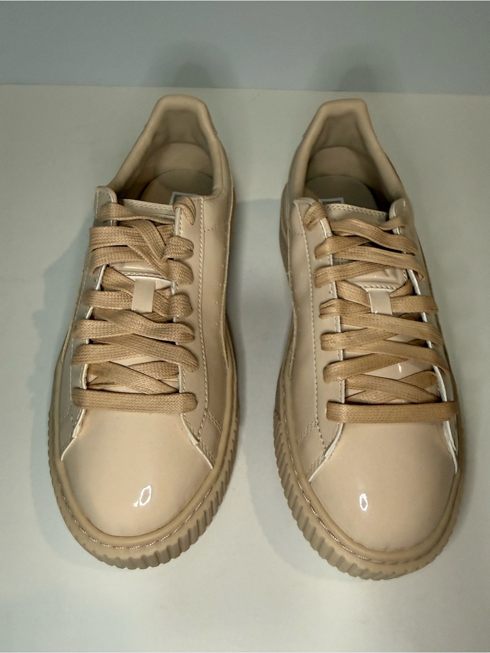 Puma Basket Platform Patent Frappe Nude Patent Sneakers Women’s Size 7 - Picture 5 of 14